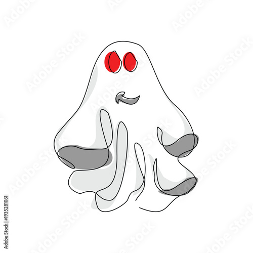 Continuous line sketch drawing of Halloween ghost costume theme autumn mood horrible restless soul fears one  single line vector illustration editable stroke