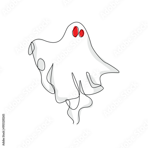 Continuous line sketch drawing of Halloween ghost costume theme autumn mood horrible restless soul fears one  single line vector illustration editable stroke