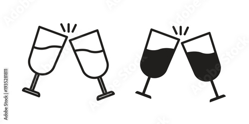 Wine toast icon. Simple outline style concept. Thin line vector illustration.