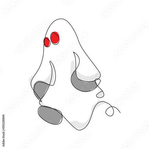Continuous line sketch drawing of Halloween ghost costume theme autumn mood horrible restless soul fears one  single line vector illustration editable stroke