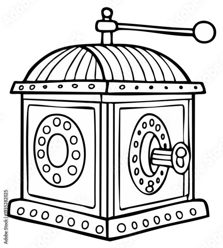 Illustration of a vintage lantern with a crank