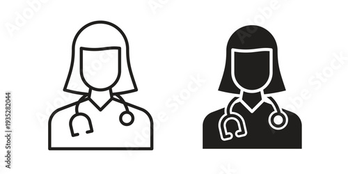Woman Doctor icon. Simple outline style concept. Thin line vector illustration.