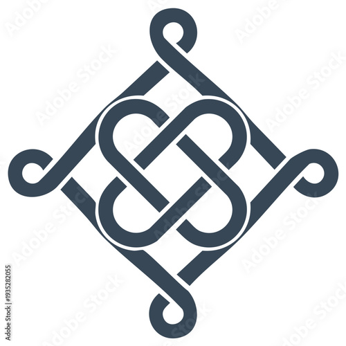 Abstract continuous interwoven knot symbol with elegant looping lines