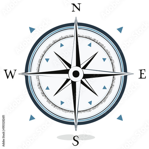 Vector Illustration of Compass Rose Design Navigation and Exploration Symbol