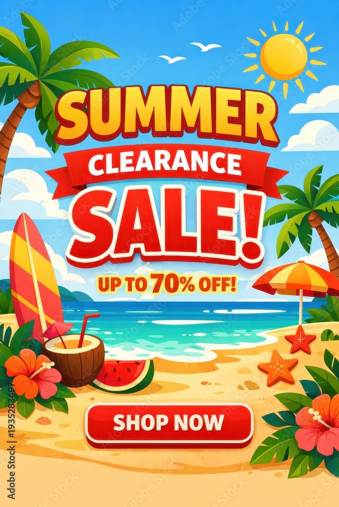 Obraz premium Summer clearance sale with beach elements