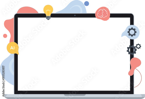 Laptop AI interface illustration technology dashboard