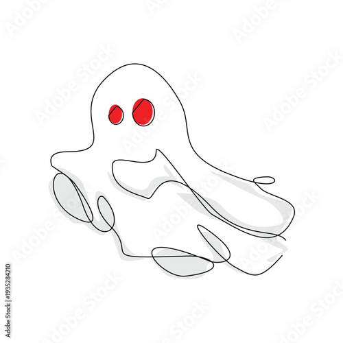 Continuous line sketch drawing of Halloween ghost costume theme autumn mood horrible restless soul fears one  single line vector illustration editable stroke