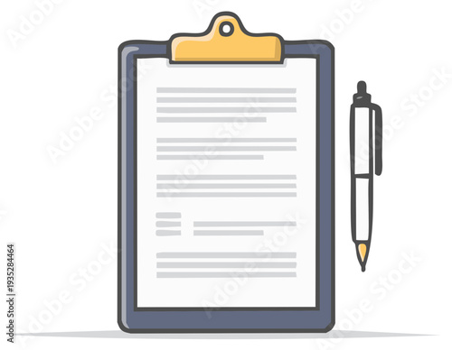 Clipboard with Document and Pen, Application Form, Business Form, Writing, Checklist