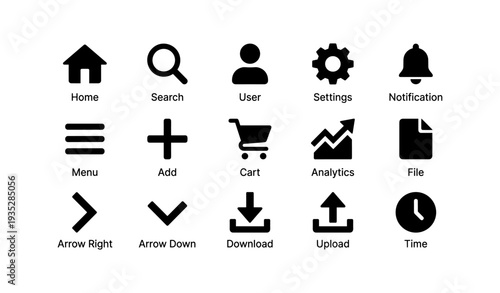 Set of black modern interface icons for web and mobile applications