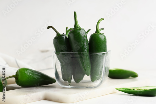 Glass bowl with green jalap...