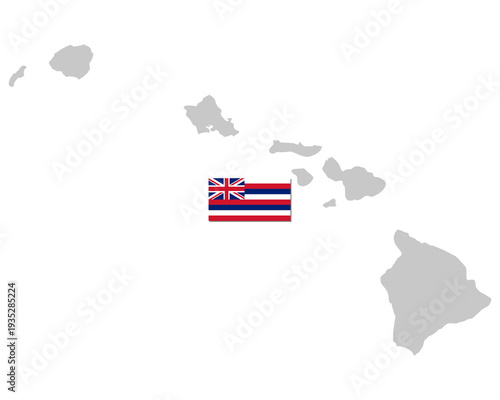 Fahne und Landkarte von Hawaii
