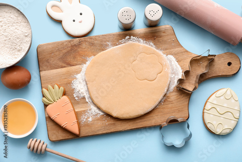 Fresh dough with Easter coo...