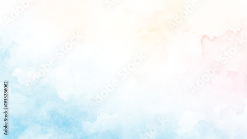 Bright painted sky blue watercolor background, Abstract blue sky with clouds, Light blue background with watercolor, Soft cloud in the sky background blue tone for wallpaper, graphics design.