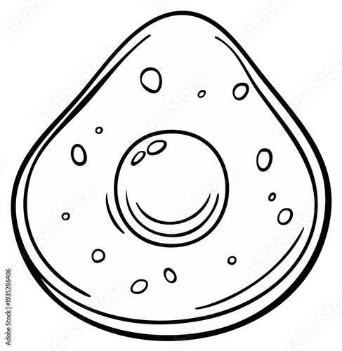 Outline of a tortilla food illustration, simple sketch of a snack for menu or culinary design.