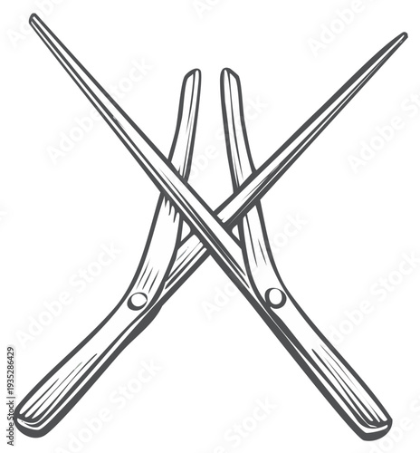 Stylized crossed chopsticks, symbolic of Asian cuisine and dining