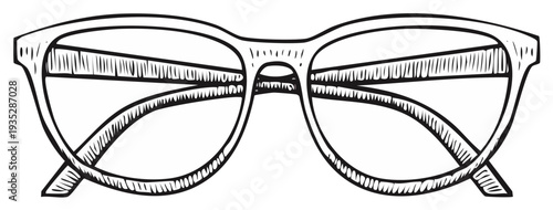 Hand Drawn Sketch of Eyeglasses with Bold Frames and Clear Lenses