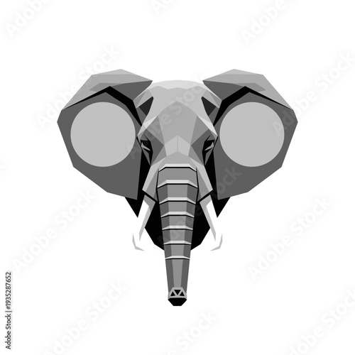 Abstract geometric elephant head design with minimalism