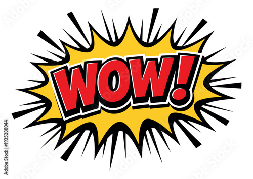 Pop art illustration of the word 'wow' depicting surprise and excitement for marketing communication