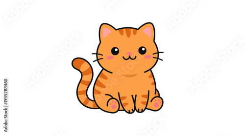 Adorable Orange Tabby Kitten Sitting Pretty with a Playful and Cute Expression, Vector Art