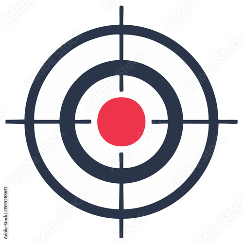 Target with concentric circles and crosshairs centered on red bullseye, concept focus and aiming.