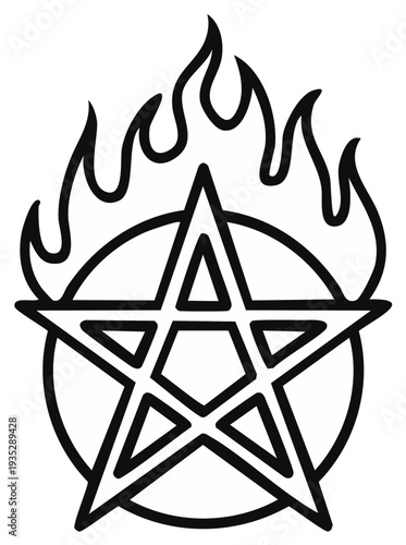 Fiery Pentagram Occult Symbol Burning Flames Mysticism Esotericism Graphic