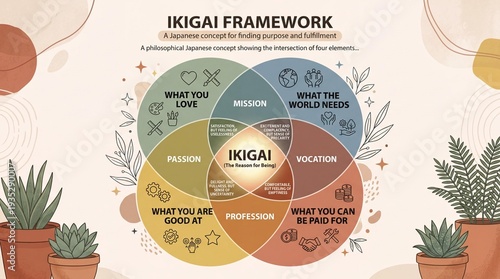 Conceptual Chart Detailing The Ikigai Framework And Purpose