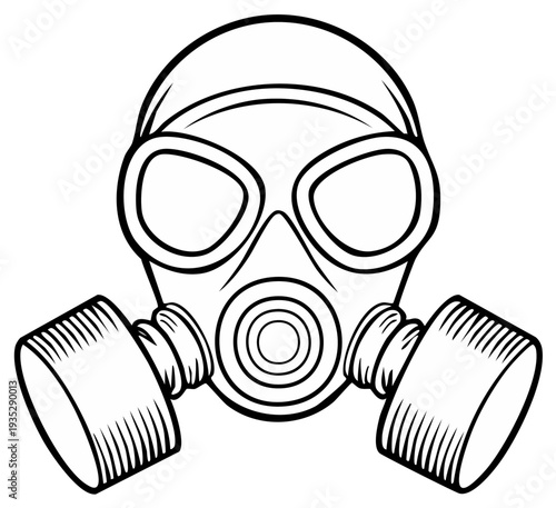 Iconic Gas Mask with Double Filters Illustration