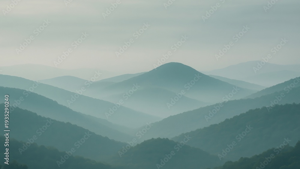 Fototapeta premium Serene misty mountain landscape desktop wallpaper