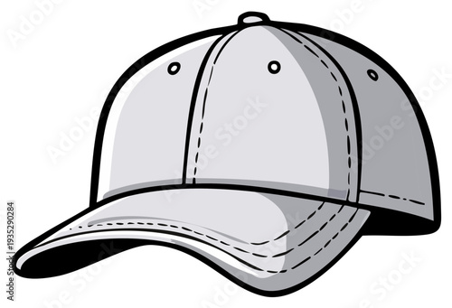 Simple Gray Baseball Cap Outline with Stitching Detail