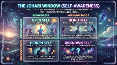 Psychological Diagram Illustrating The Johari Window Concept