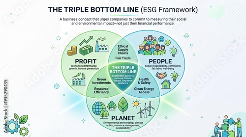 Business Infographic Explaining The Triple Bottom Line Framework