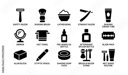 Essential male shaving tools and products: razors, brushes, creams, and more