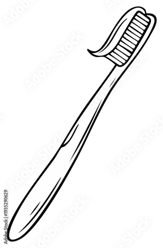 Toothbrush with Toothpaste Outline for Personal Oral Care and Hygiene