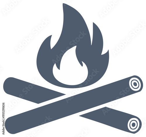 Simple campfire icon with flames and logs