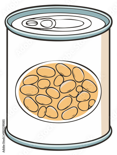 Cartoon illustration of a tin of beans
