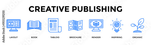 Creative Publishing Icon Set Collection Pack Banner Web Vector Illustration  Concept Containing Design Inspiring Publications With Strong Visual Storytelling
