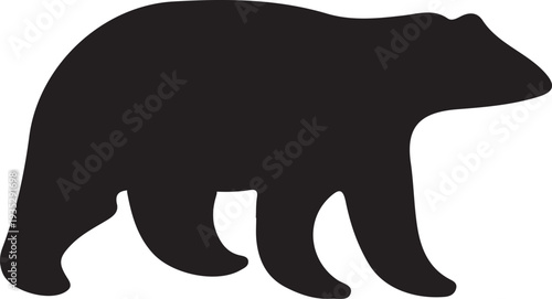 A stark silhouette of a bear is presented against a white background showcasing its powerful form and rounded features high quality professional