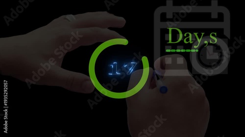 Circular Days Countdown Timer Animation, Colorful Ring Progress Loader 4K