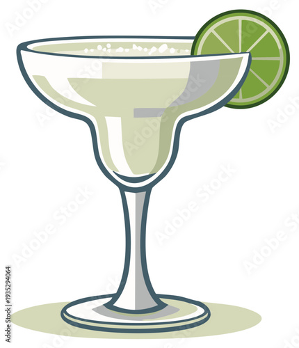 Refreshing Margarita Cocktail with Lime Garnish and Salty Rim