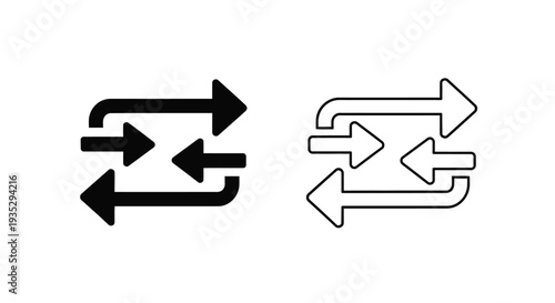 Two variations of a circular arrow symbol one filled and one outlined