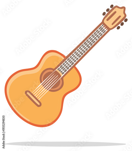 Flat design acoustic guitar musical instrument vector illustration for music and sound concepts