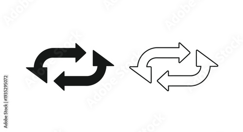 Two circular arrows one solid black the other a line drawing