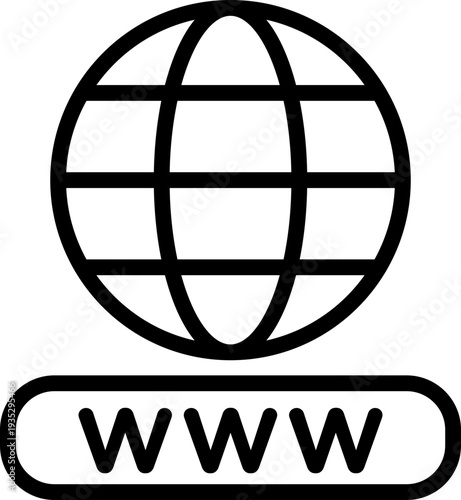 WWW Line Icon, WWW Website Symbol Outline, World Wide Web Icon