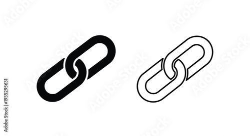 Two chain link icons one solid black and one outlined against white