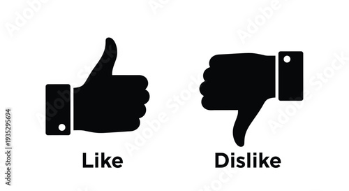 Black silhouette icons depicting a thumbs up and thumbs down gesture