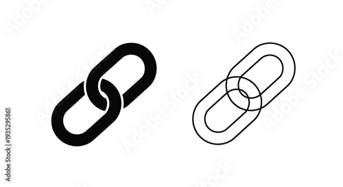 Black and outline chain links displayed on a white background