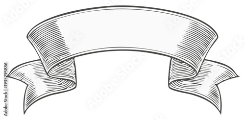 Vintage Engraved Ribbon Banner for Text and Decoration