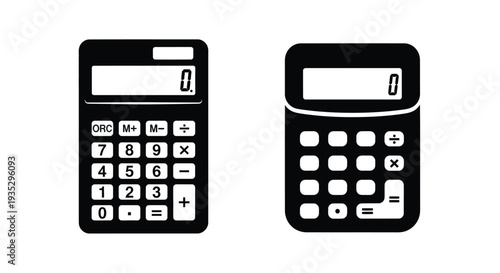 Two black calculators displayed side by side on a white background