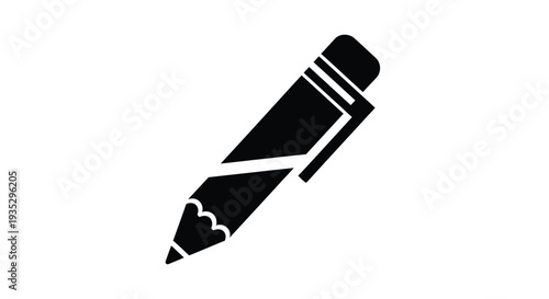 Simple black and white icon depicting a writing pen at an angle