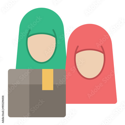 Muslim Women Charity Recipient Flat Icon